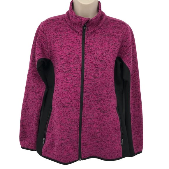 Marc New York Jackets & Blazers - Marc New York Womens Magenta Thick Knit Zip Front Long Sleeve Jacket Size M